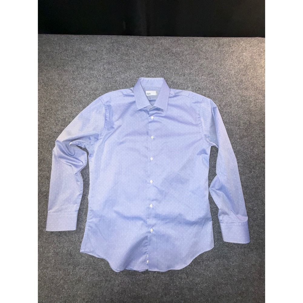 Nordstrom Rack Mens Trim Fit Dress Shirt Blue Micro Pattern 15.5 32/33 L/S